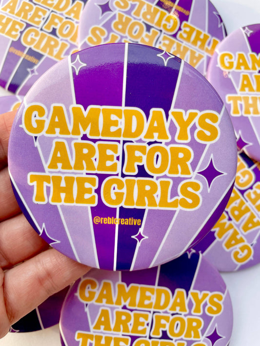 Gameday Girls - Purple & Yellow - Game Day Button