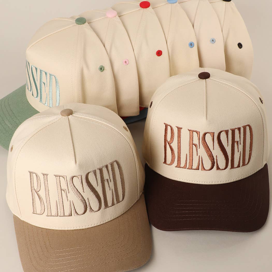 BLESSED Lettering Embroidery Baseball Cap