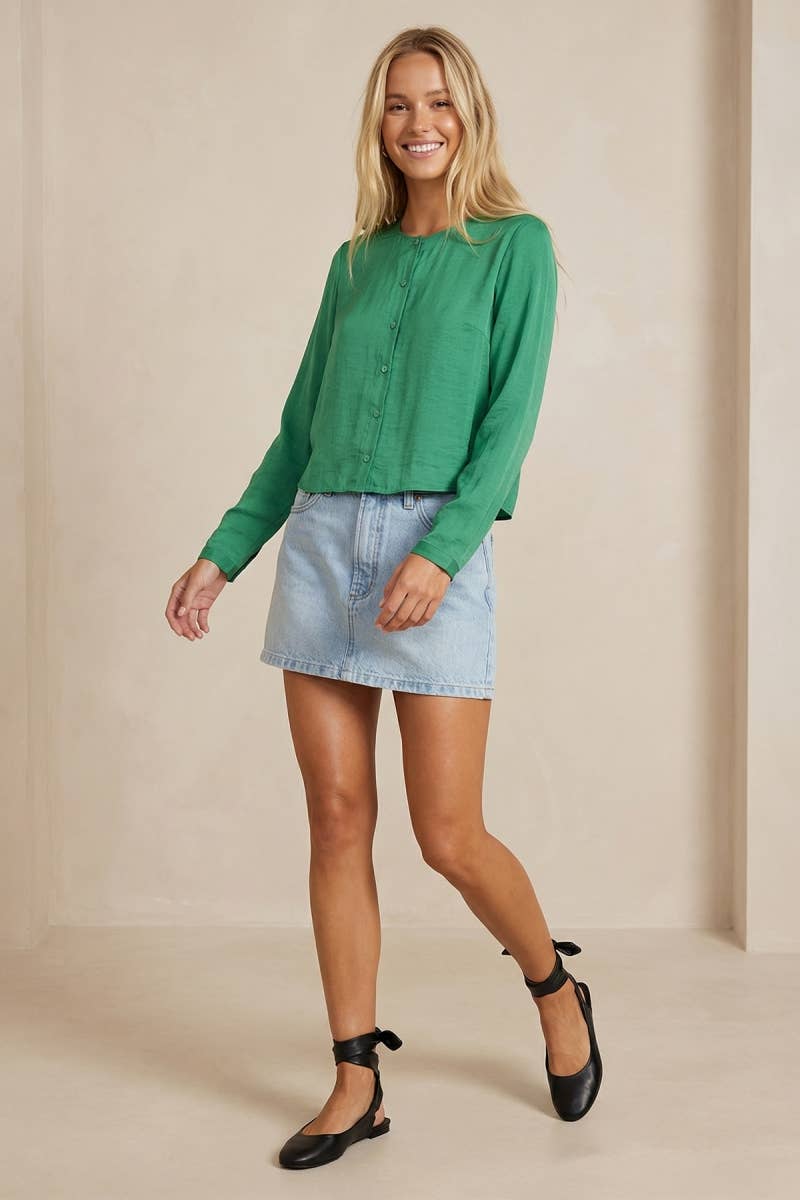 Meadow Cropped Button Up Blouse