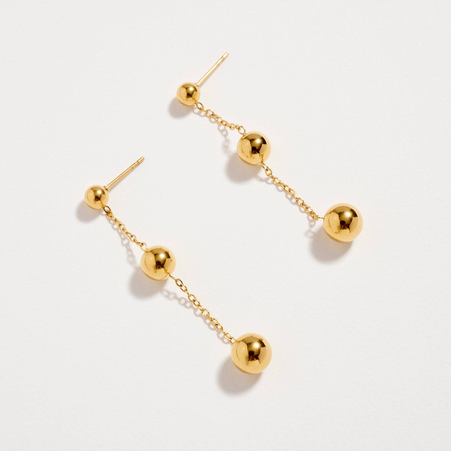 Stainless Steel Triple Ball Drop Earrings | Hypoallergenic & Tarnish Free