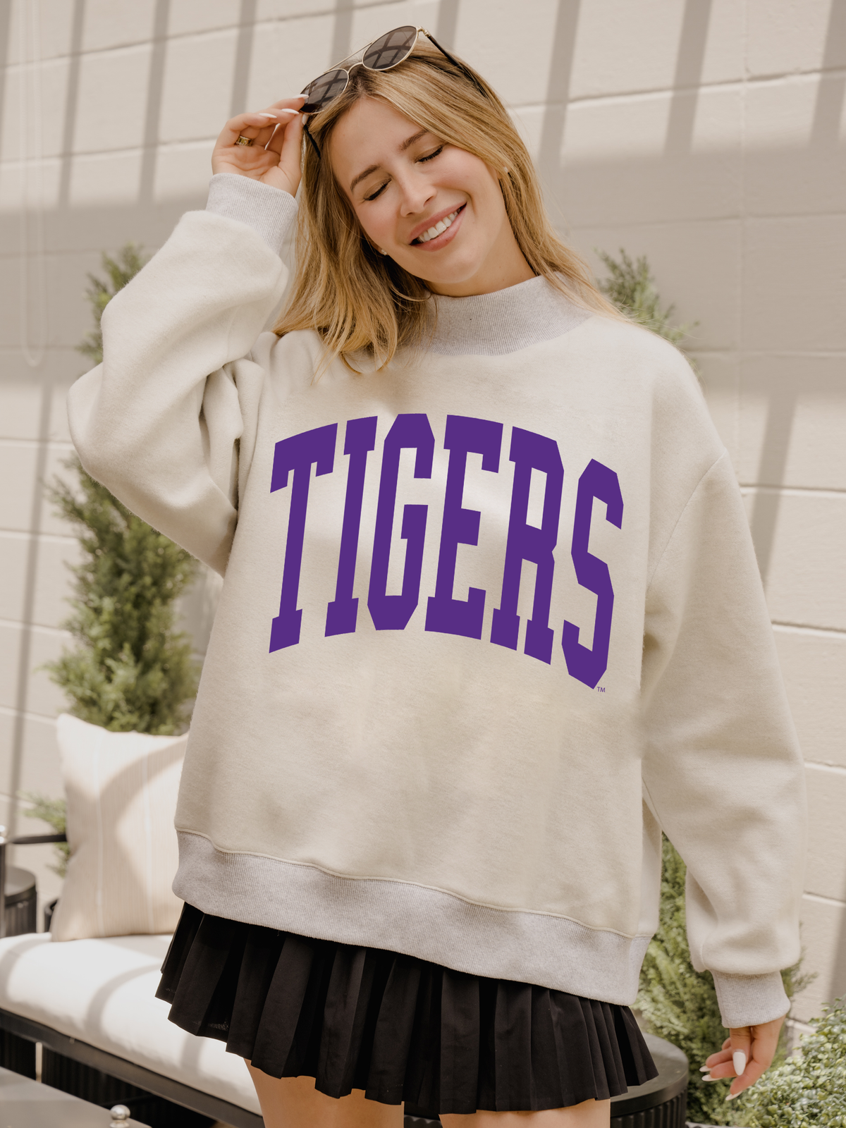 LSU Tigers Gray Reversible Mock Neck Sweatshirt