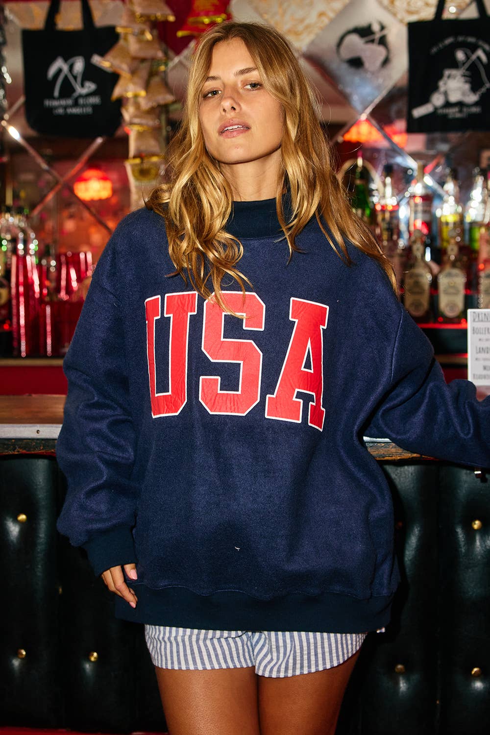 ‘USA & FLAG' Reversible Mock Neck Sweatshirt