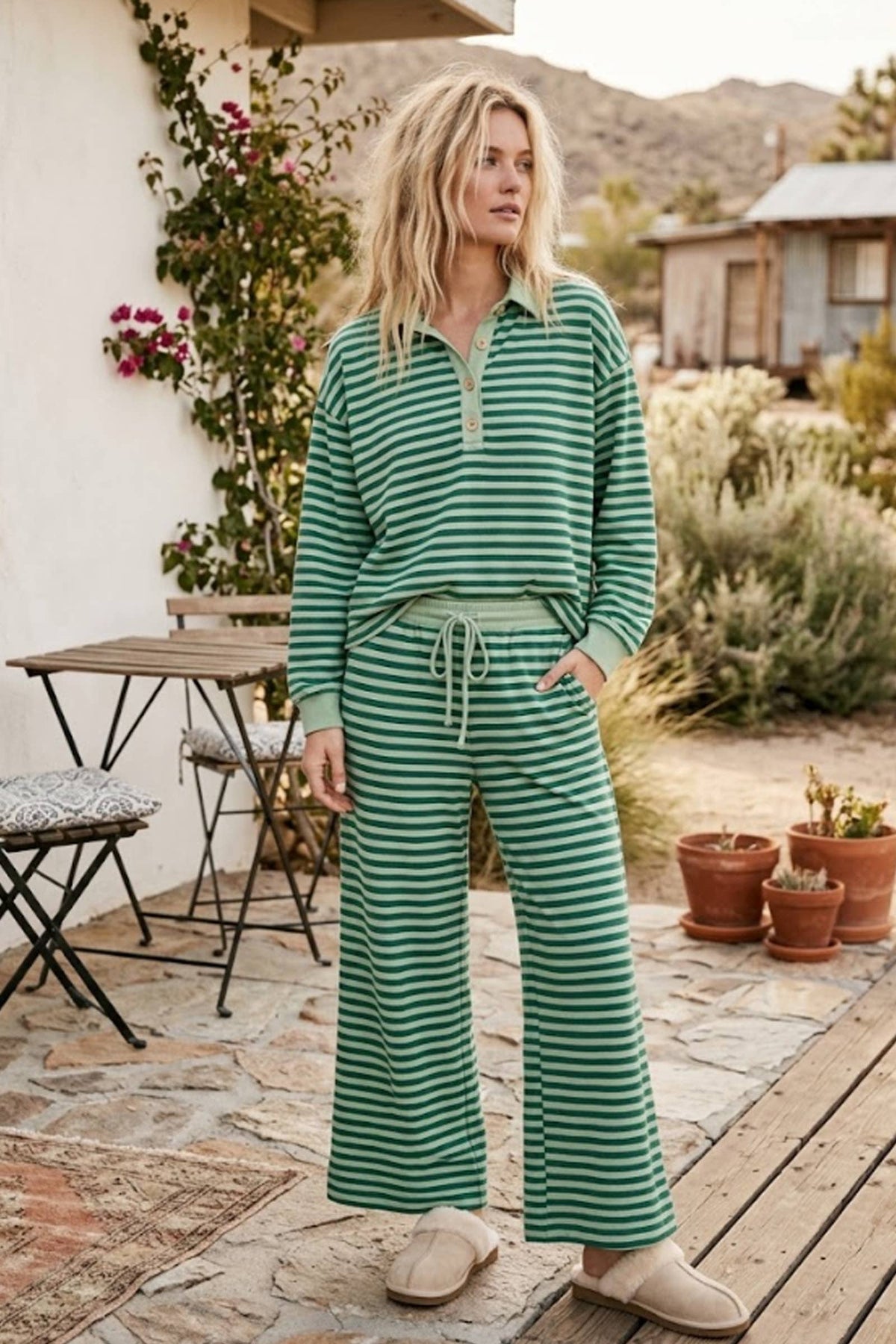 Chasing Dreams Green Striped Set