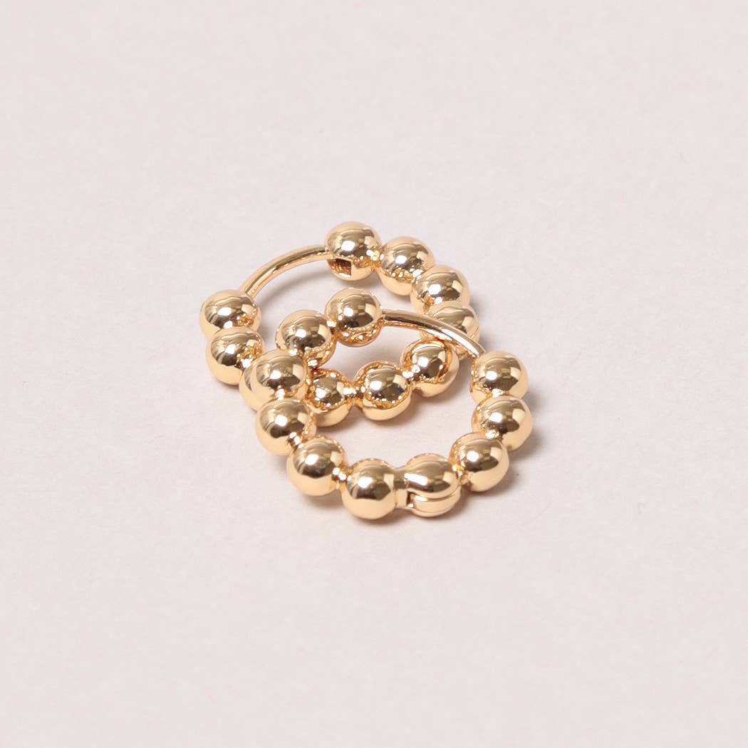 14K White Gold-Dipped Ball Hoop Earring: WHITE GOLD