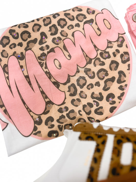 Mama Leopard With Crystal Graphic