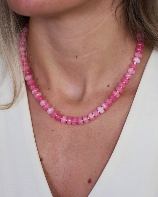 Rosie Gemstone Necklace – Pink Natural Stone Beaded Necklace