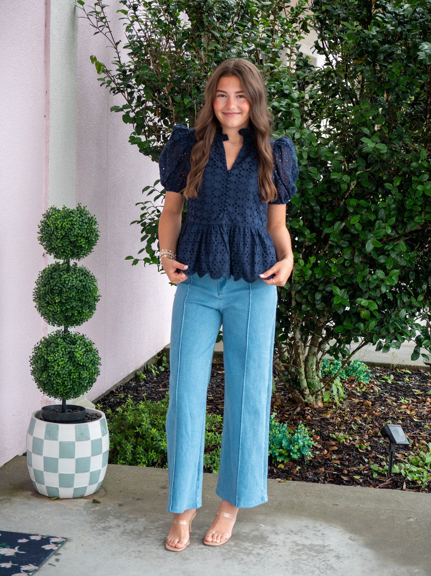 A Sweet Squeeze Navy Eyelet Blouse