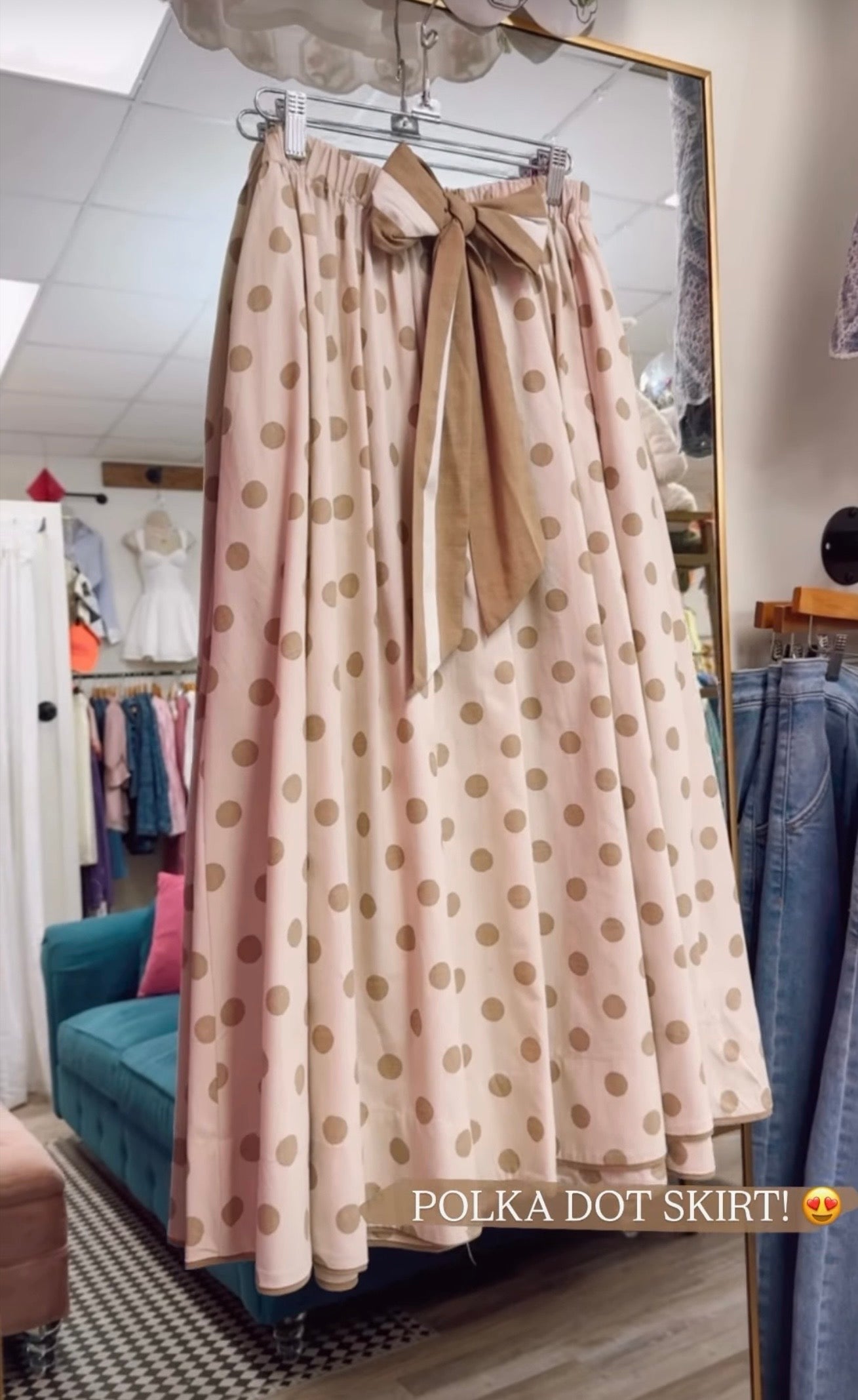 Cookie Butter Polka Dot Skirt