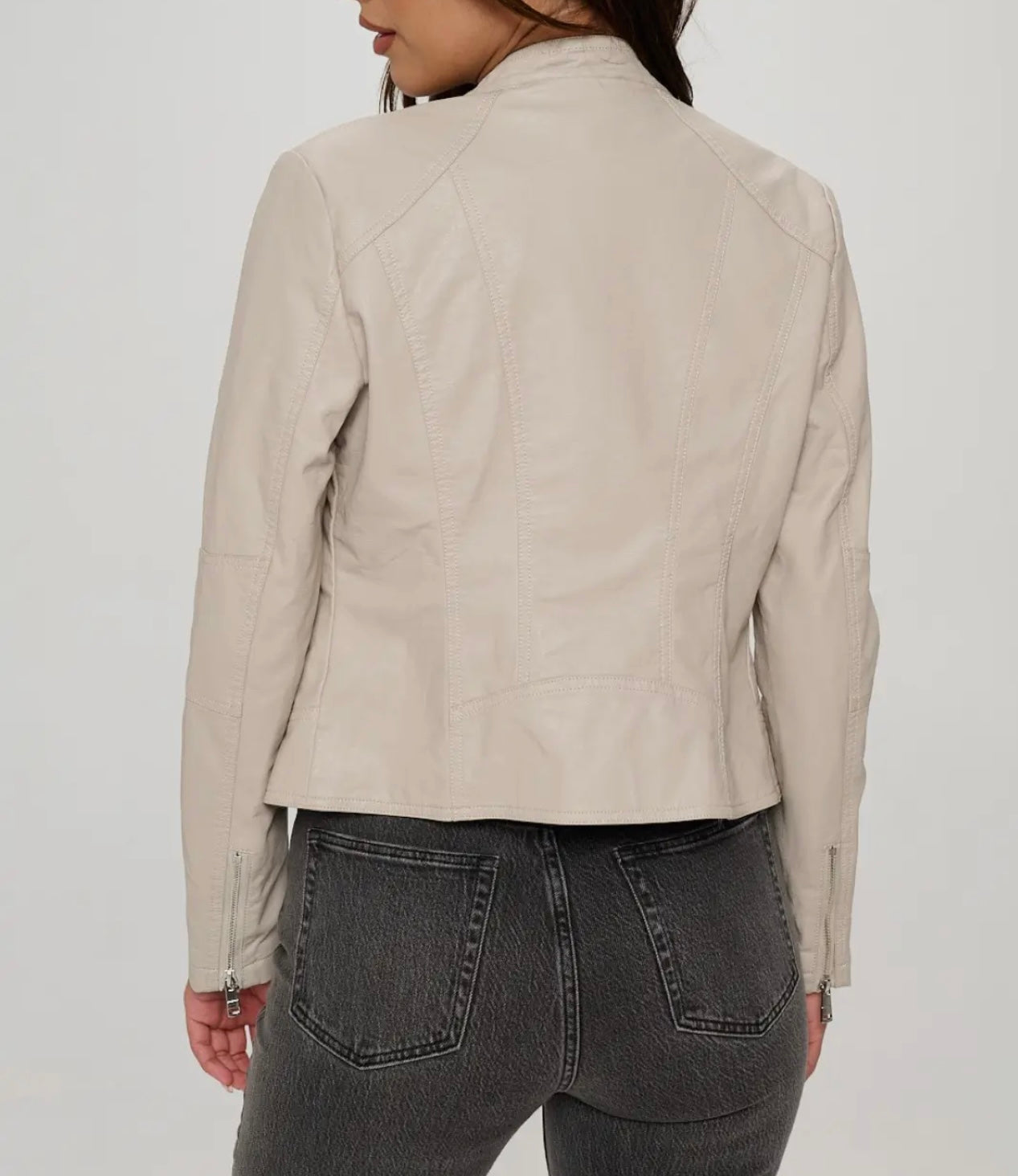 Classy Lady Cream Faux Leather Jacket