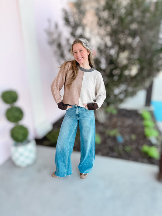 Neutral Colorblock Sweater