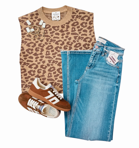 Leopard Printed For Success Sleeveless Sweater