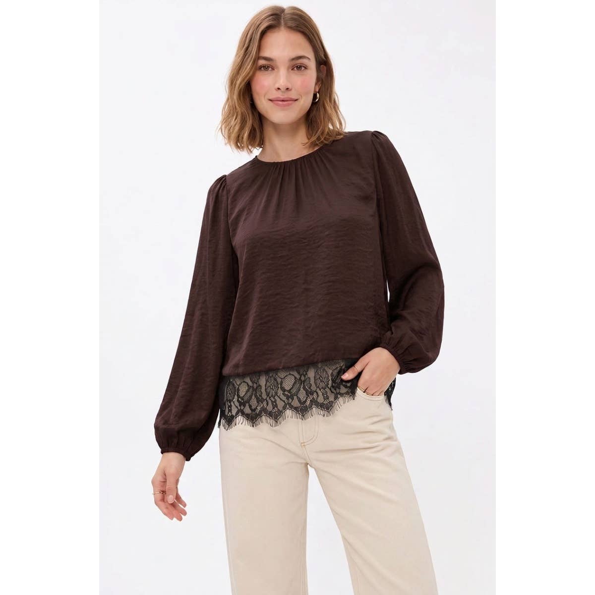 Chocolate & Lace Long Sleeve Blouse