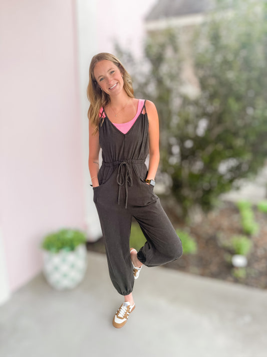 Snow Washed Jumpsuit Black