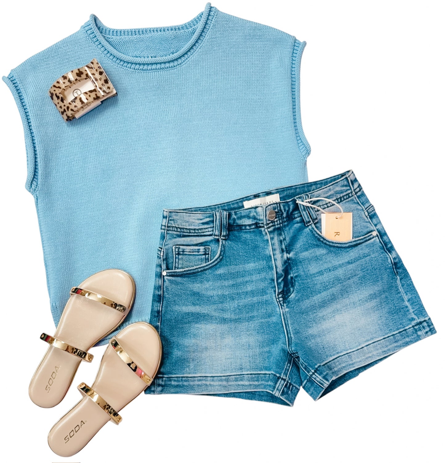 Charming Blue Cap Sleeve Sweater