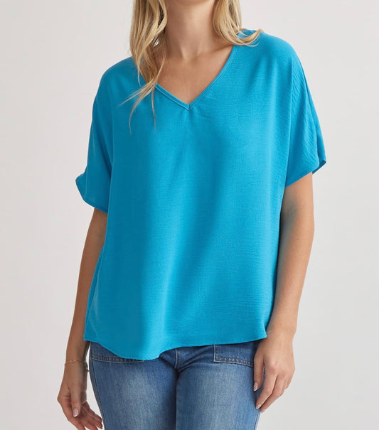 Not So Basic Turquoise Vneck Top
