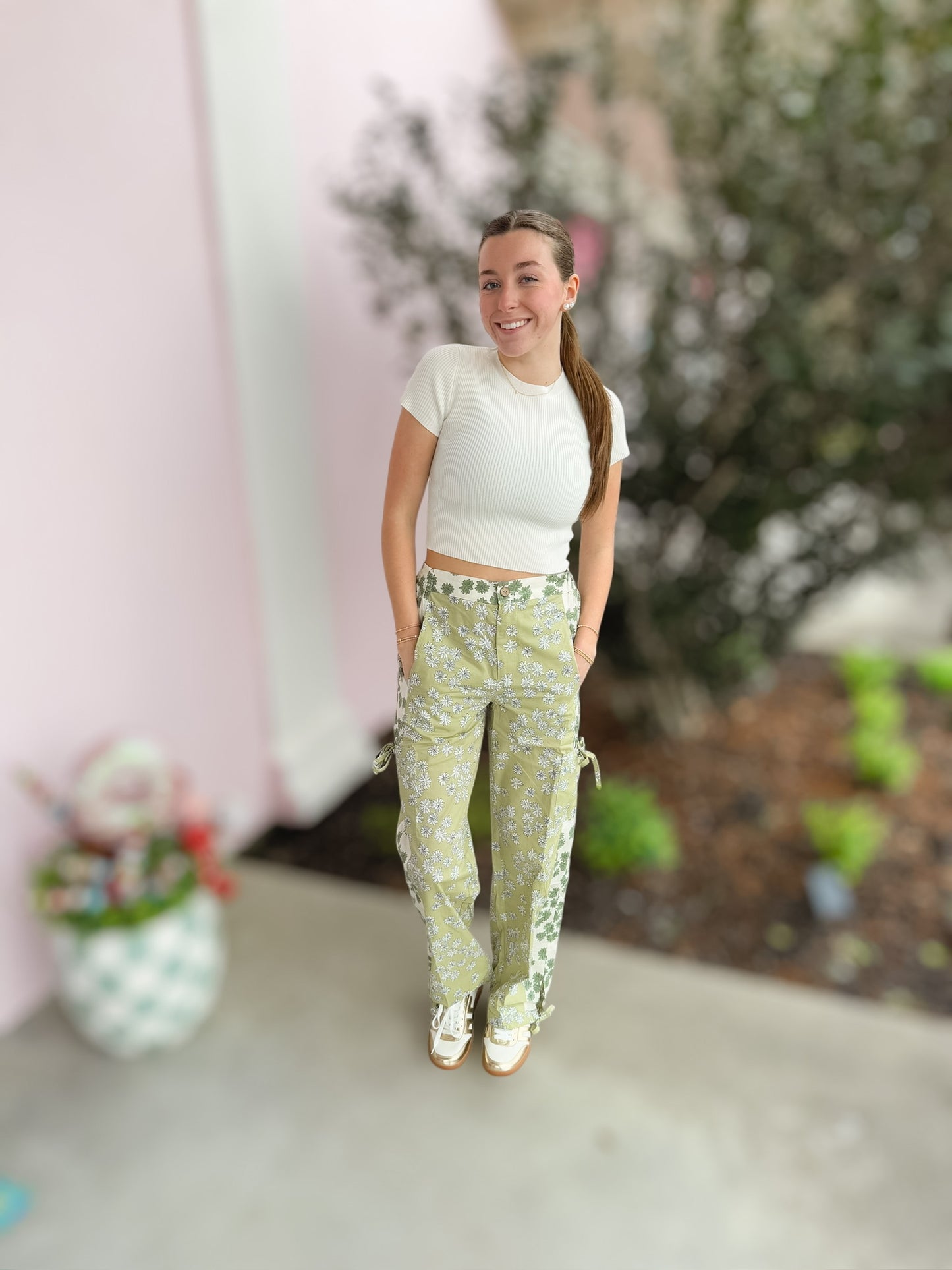 Avocado Floral Colorblock Pants