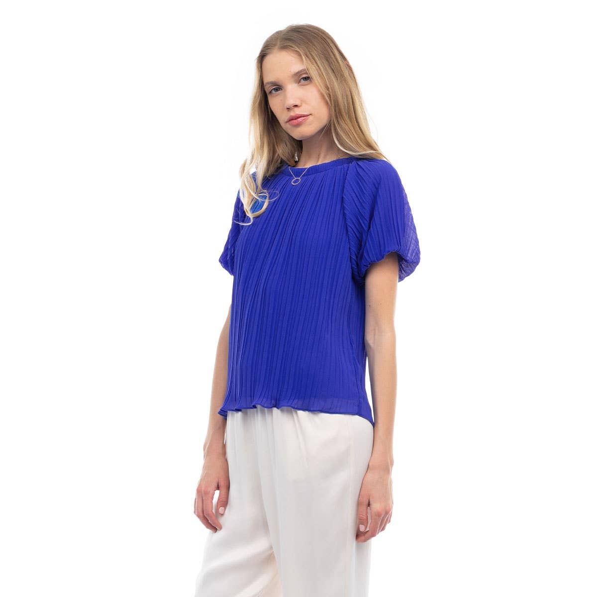 Ocean Blues Bubble Sleeve Blouse