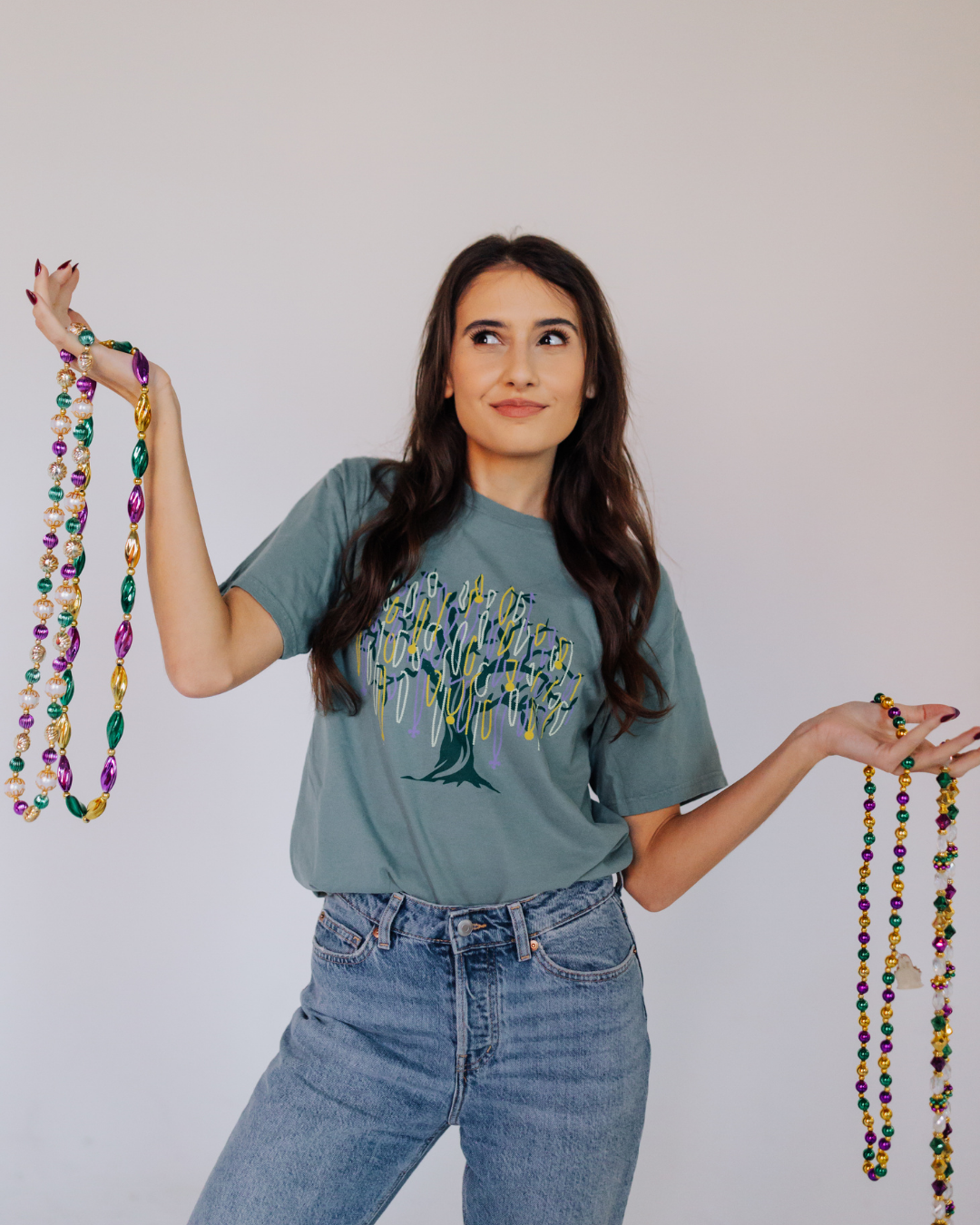 Mardi Gras Bead Tree Graphic Tee