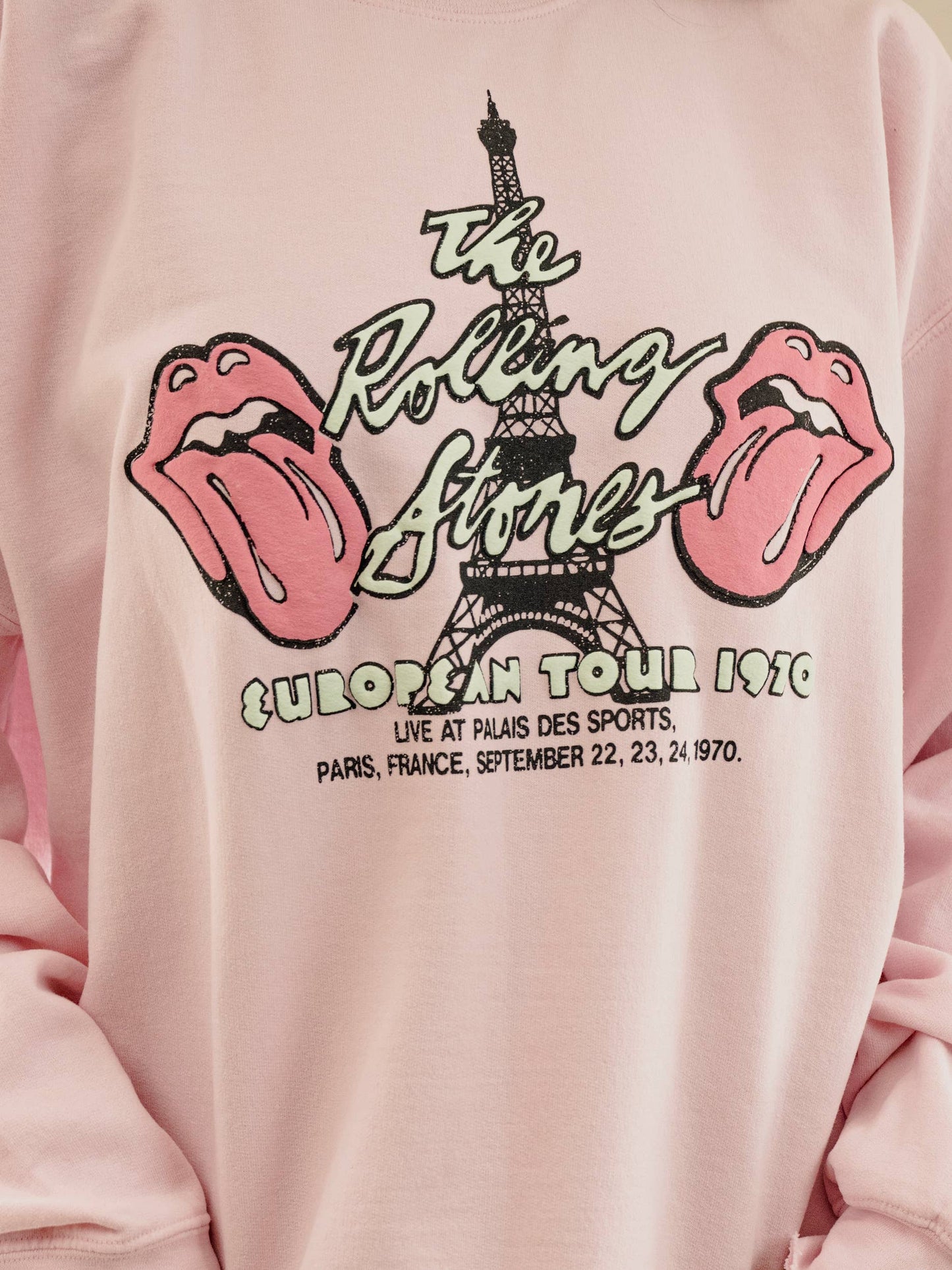 Rolling Stones Paris Puff Pink Thrifted Graphic Sweatshirt