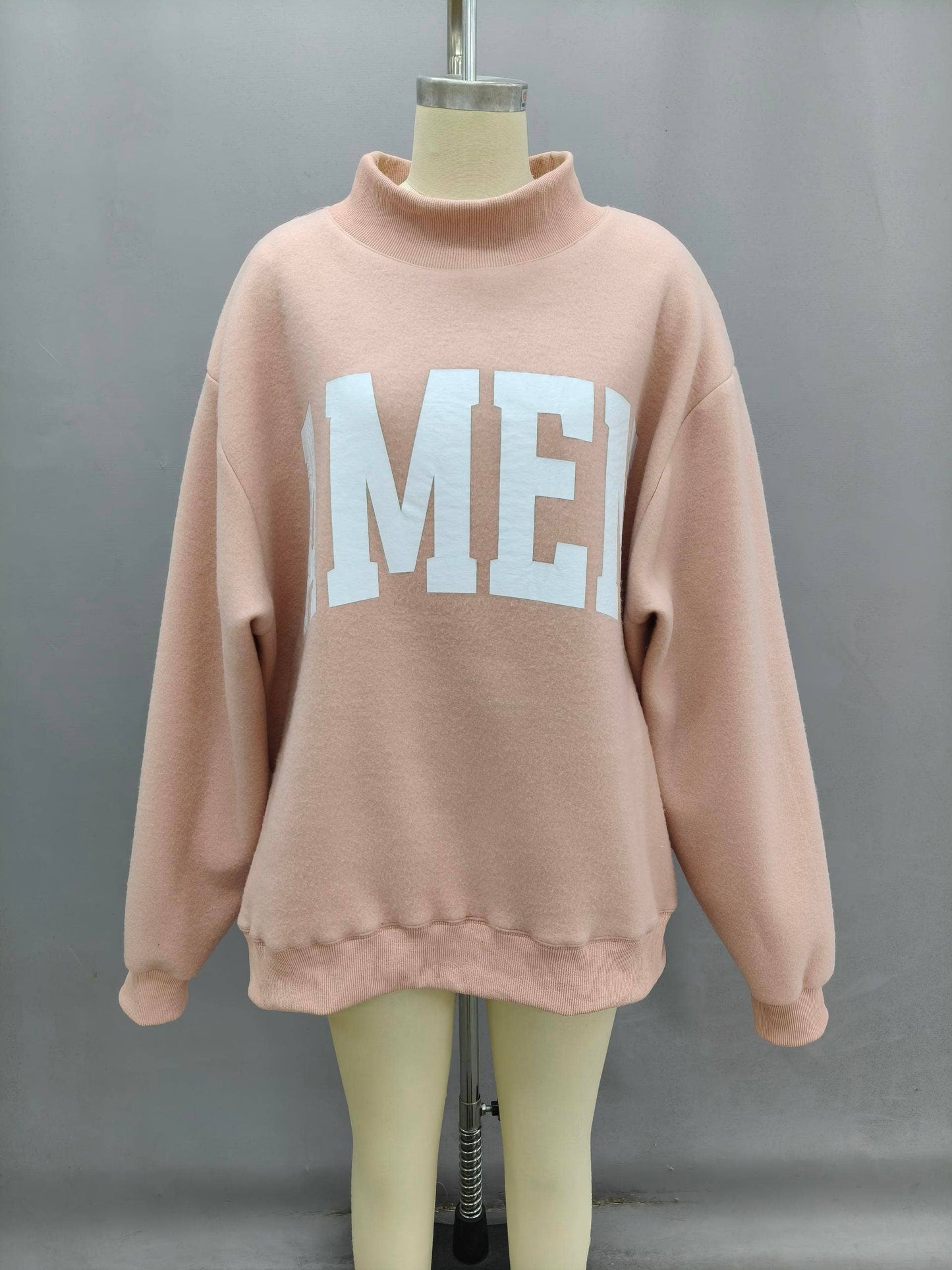 'WWJD & AMEN' Reversible Mock Neck Sweatshirt Pink/White