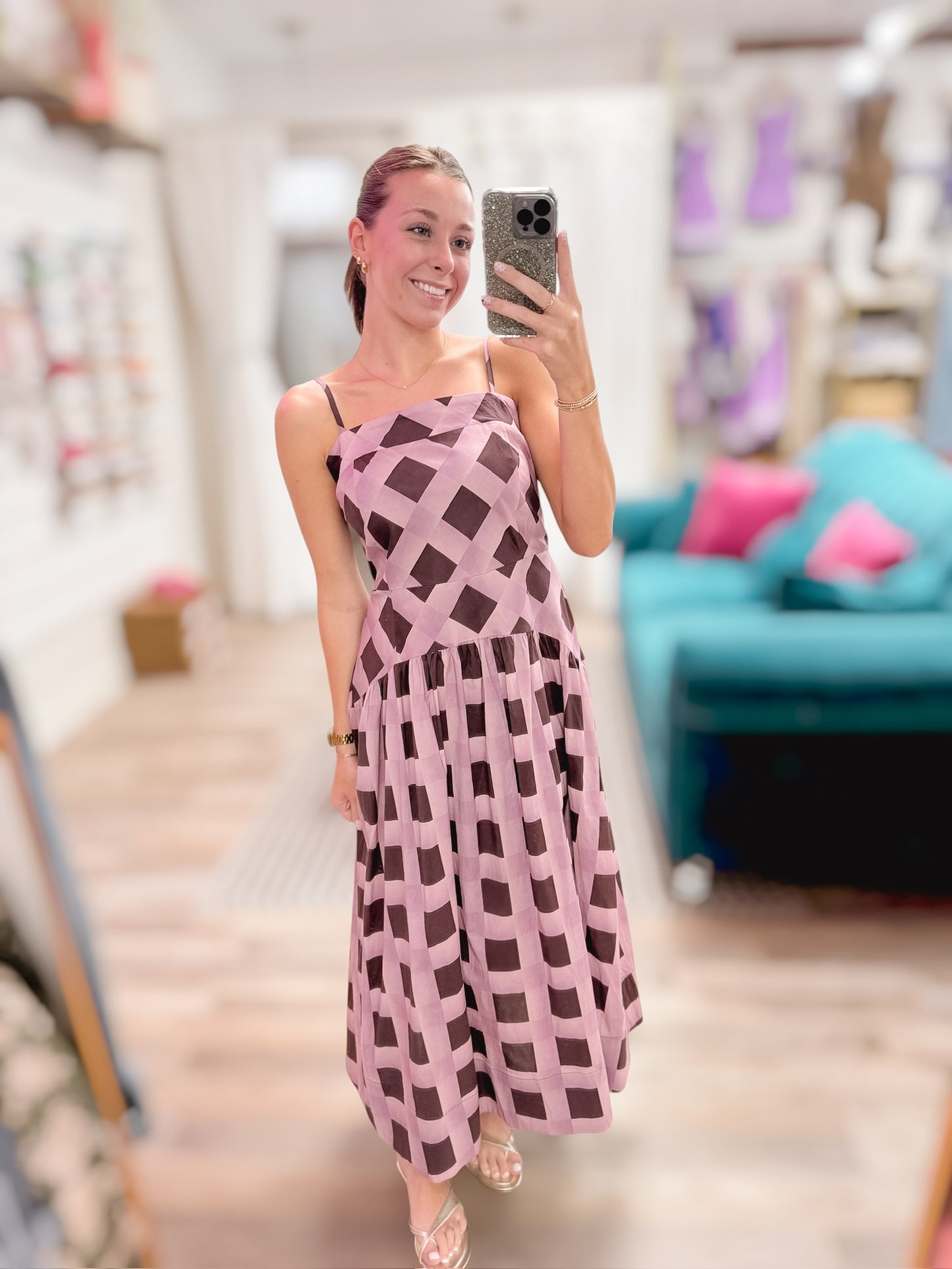 Plum Perfect Abstract Cami Dress