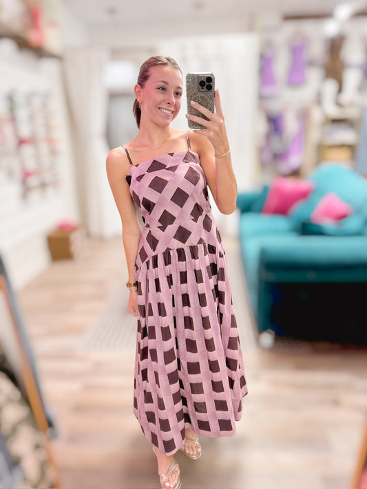 Plum Perfect Abstract Cami Dress