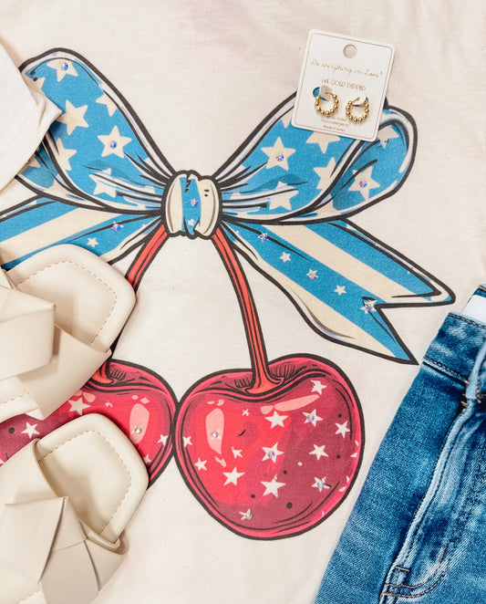 4th of July Cherries With Crystal Graphic