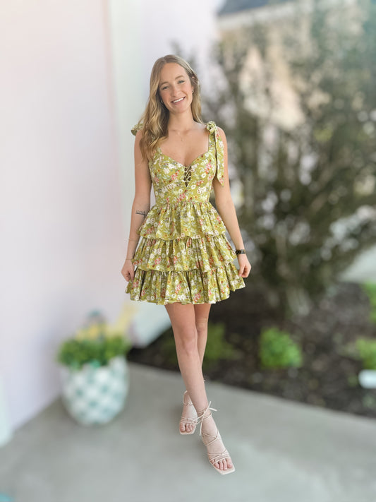 Kiwi Floral Corset Mini Dress
