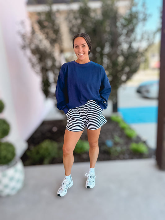 LuLu Mac Waffle Top Navy