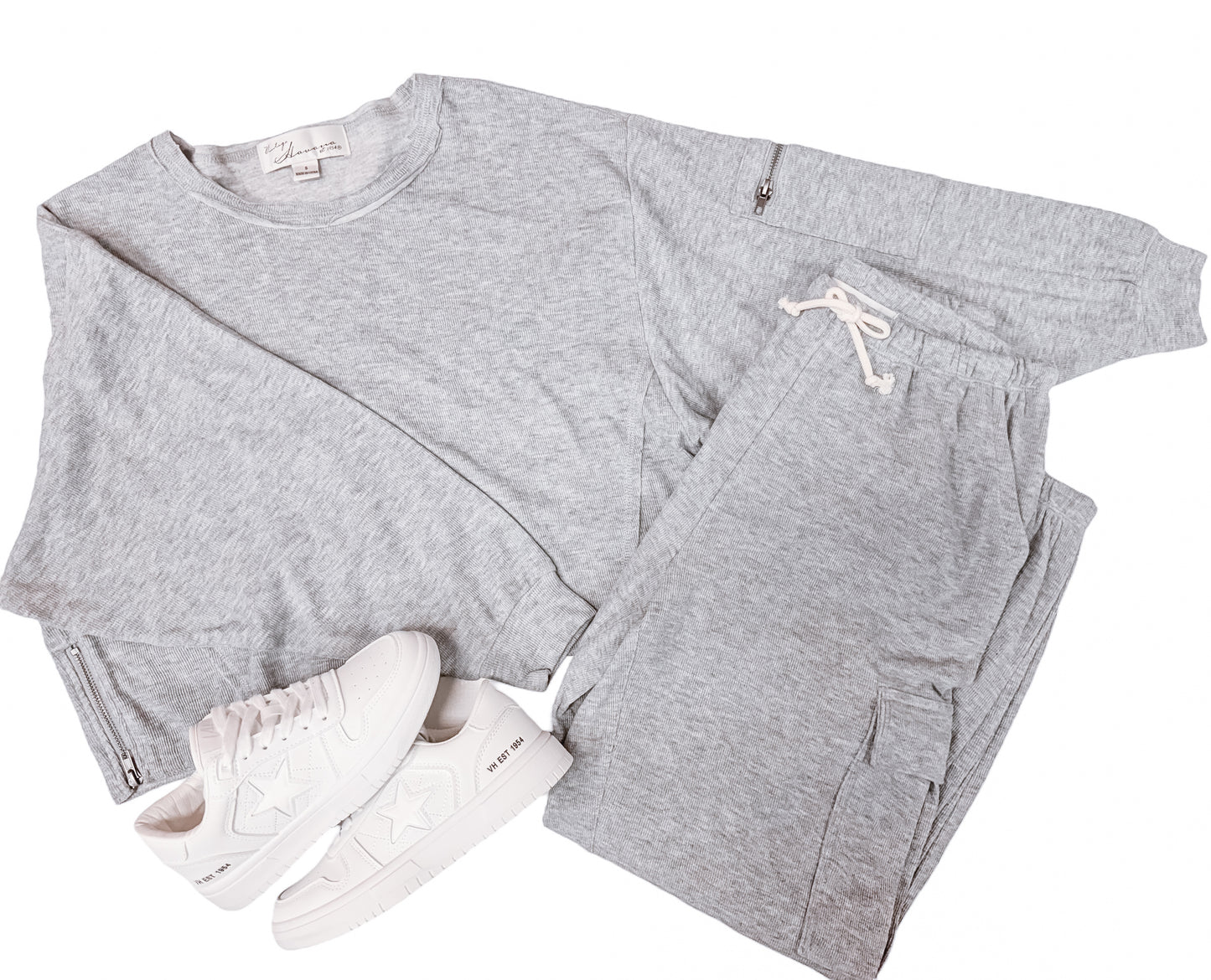 Heather Grey Bounded Textured Jersey Utility Crew