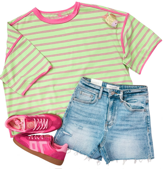 Dragonfruit Oversized Stripe Top
