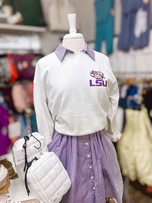 Pleats To Meet You Striped Shirt Dress Purple
