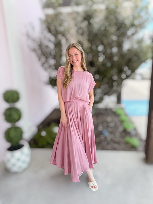 Light Rose Gauze Skirt Set