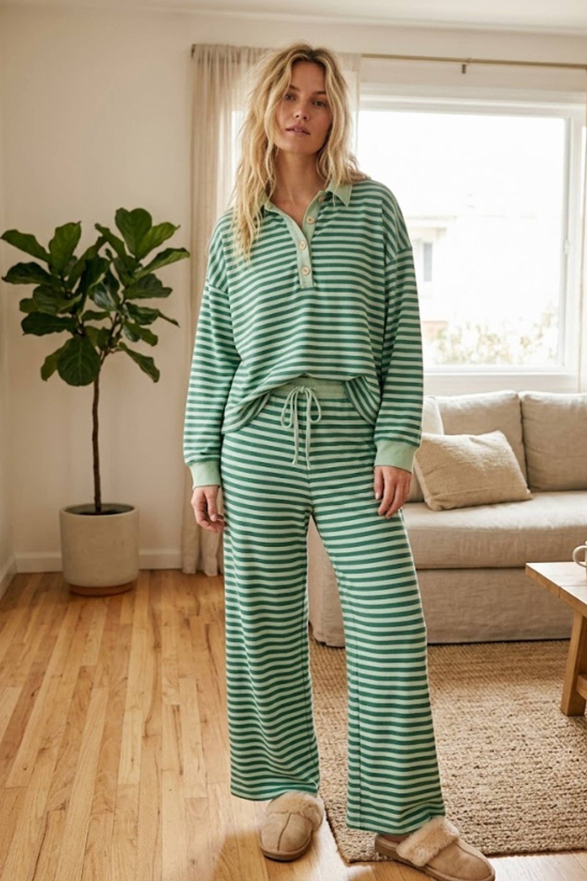 Chasing Dreams Green Striped Set