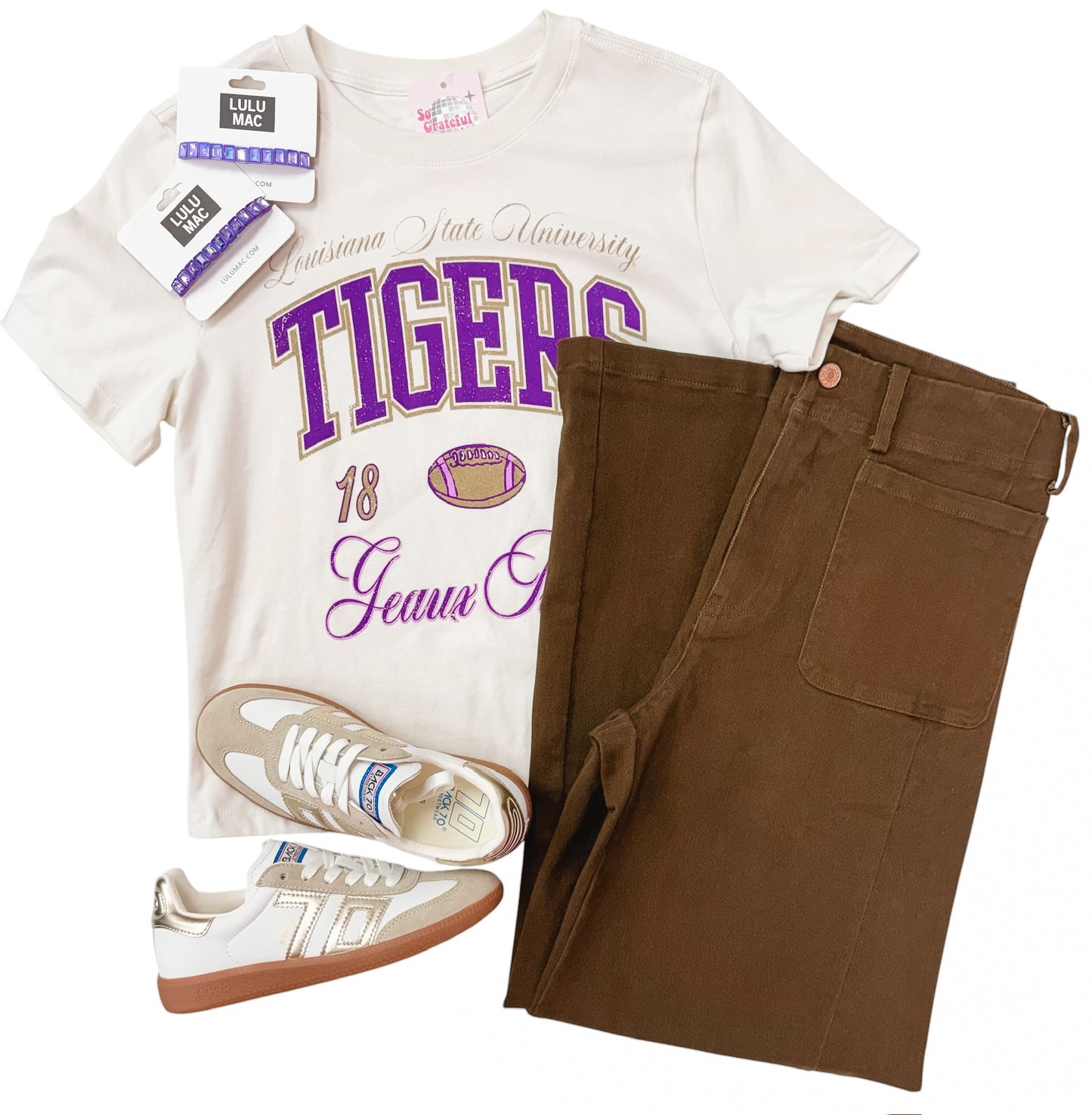 LSU Tigers Wave Arch Vintage White Ellie Perfect Tee