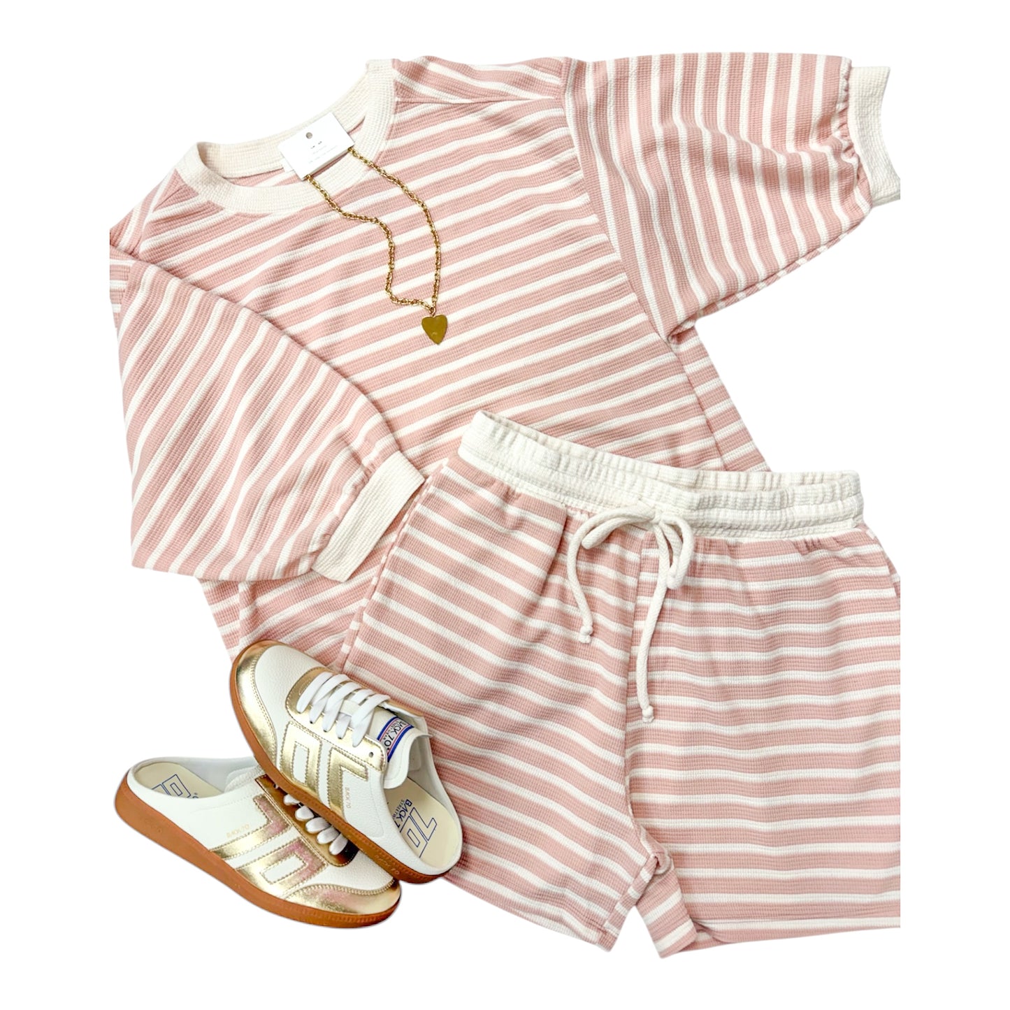 Rose Cloudy Knit Stripe SS Top