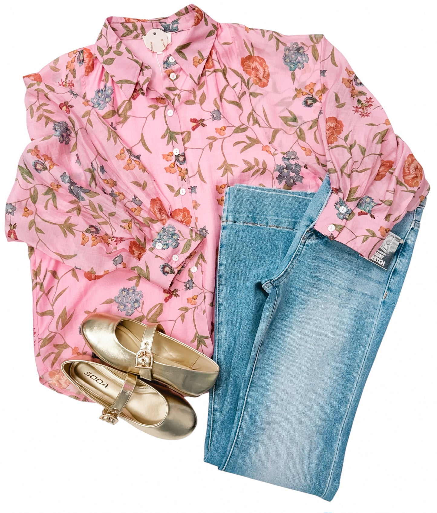 Pink Wishes Floral Button Up