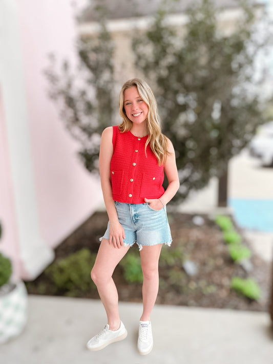 Cozy Nest Red Knit Top