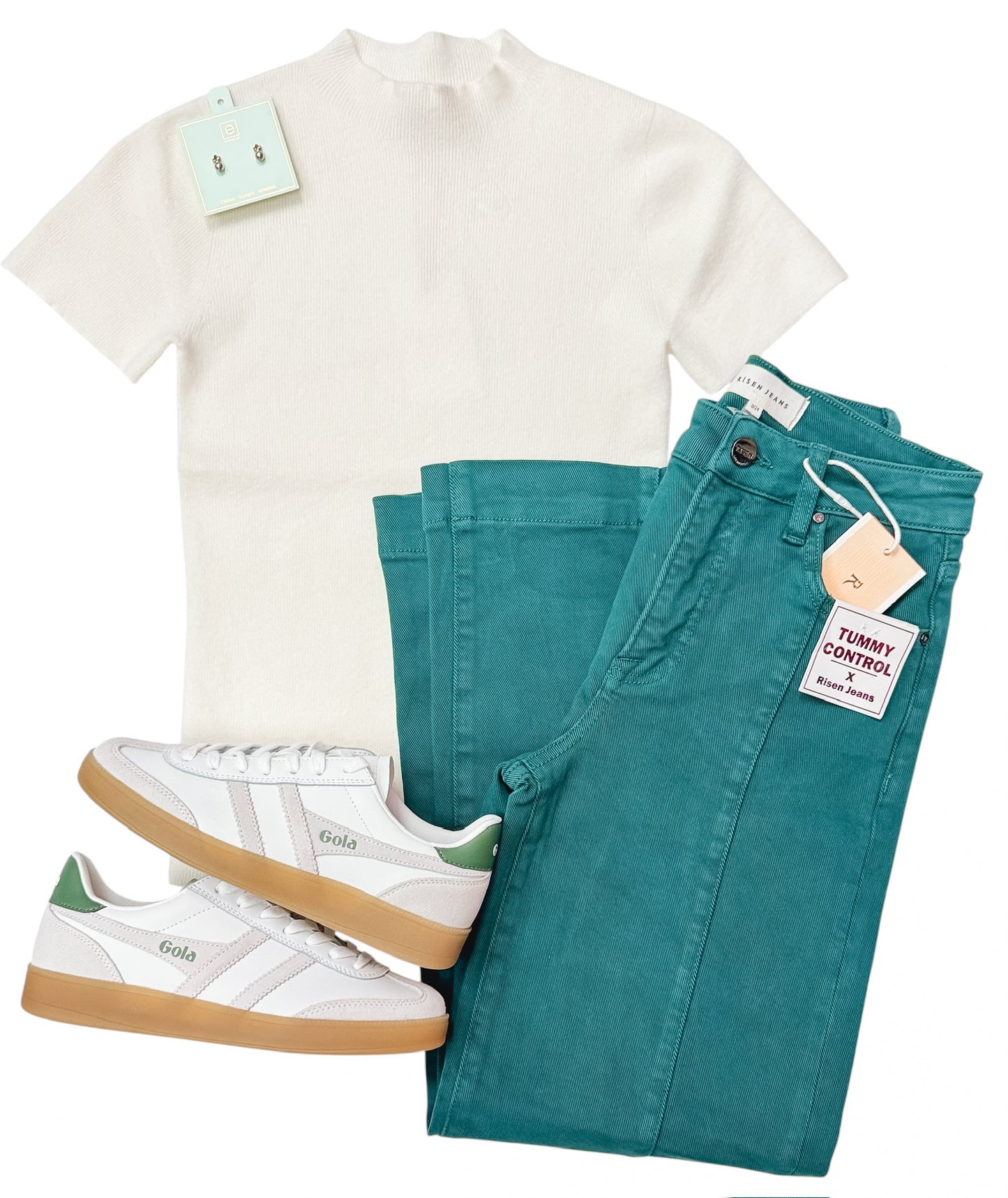 Heidi Hunter Green High Rise Crop Wide Leg Pants