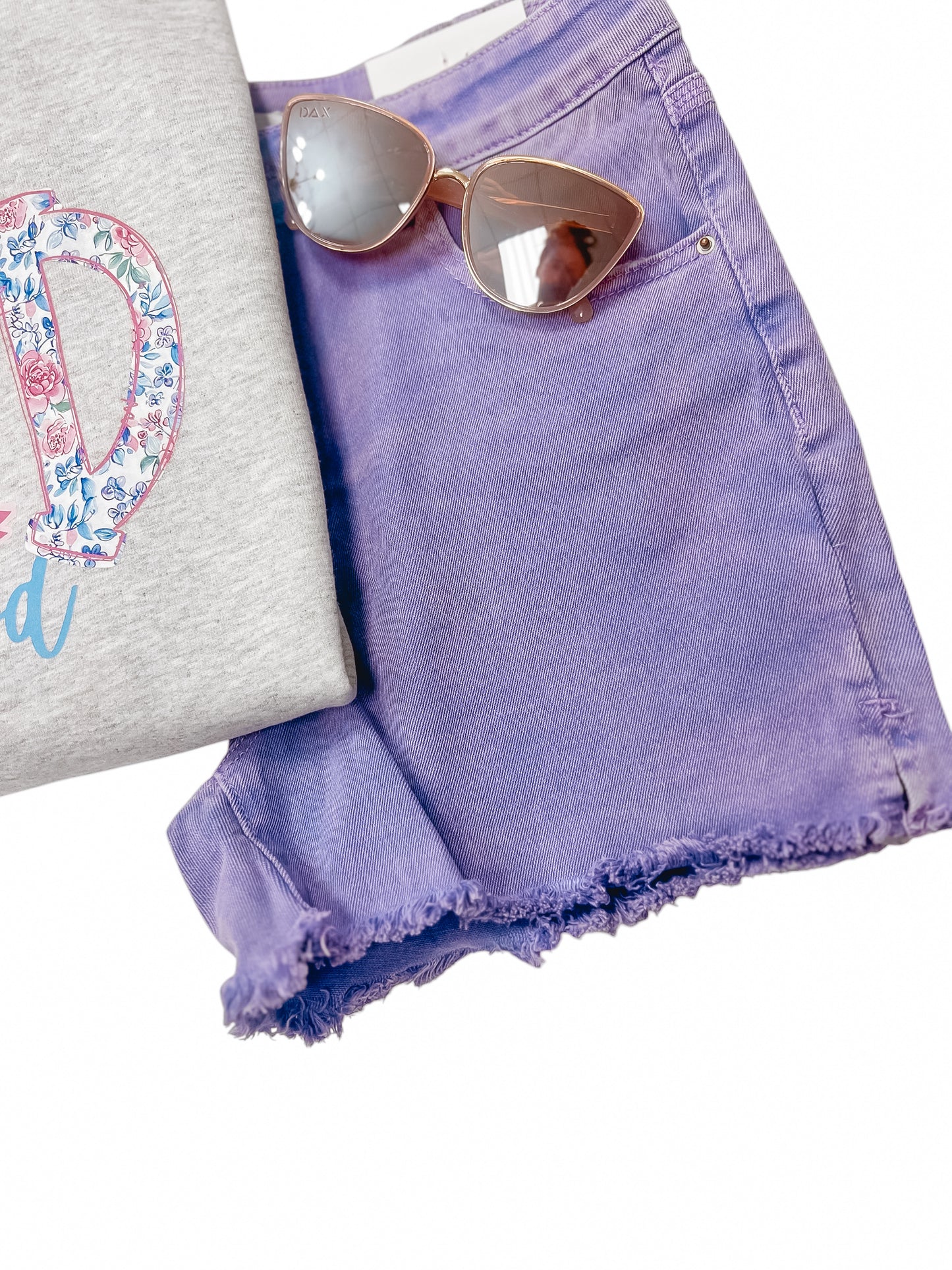 Violet Acid Washed Denim Shorts