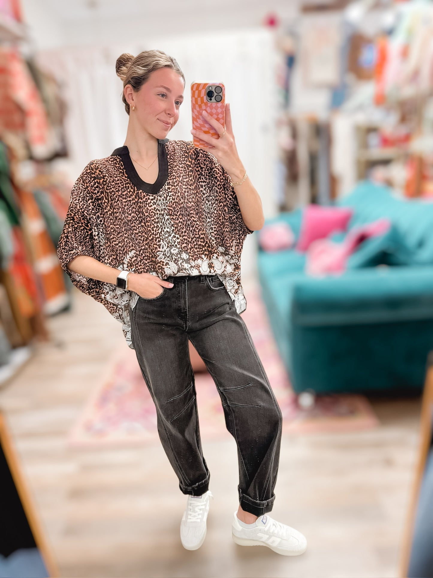 Wild Mix Black Printed Blouse