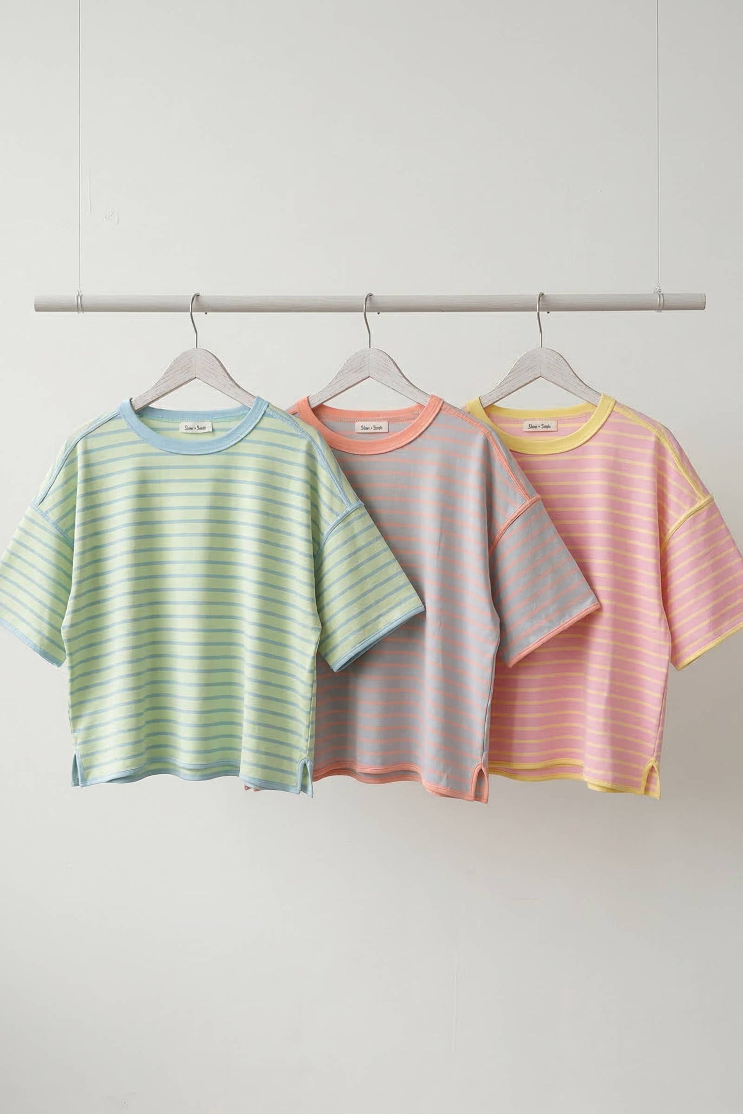 Striped Relaxed Fit Knit Tee Mint & Blue