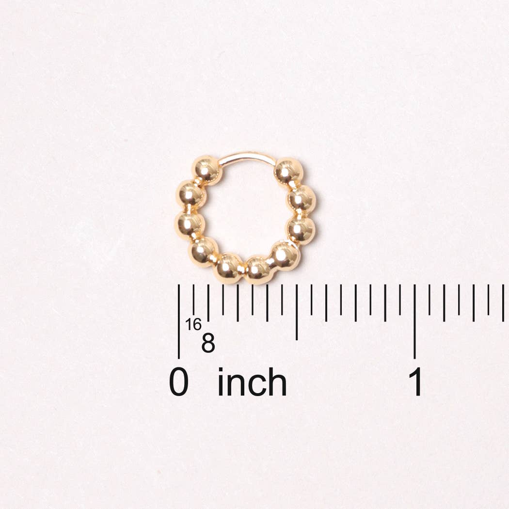 14K White Gold-Dipped Ball Hoop Earring: WHITE GOLD