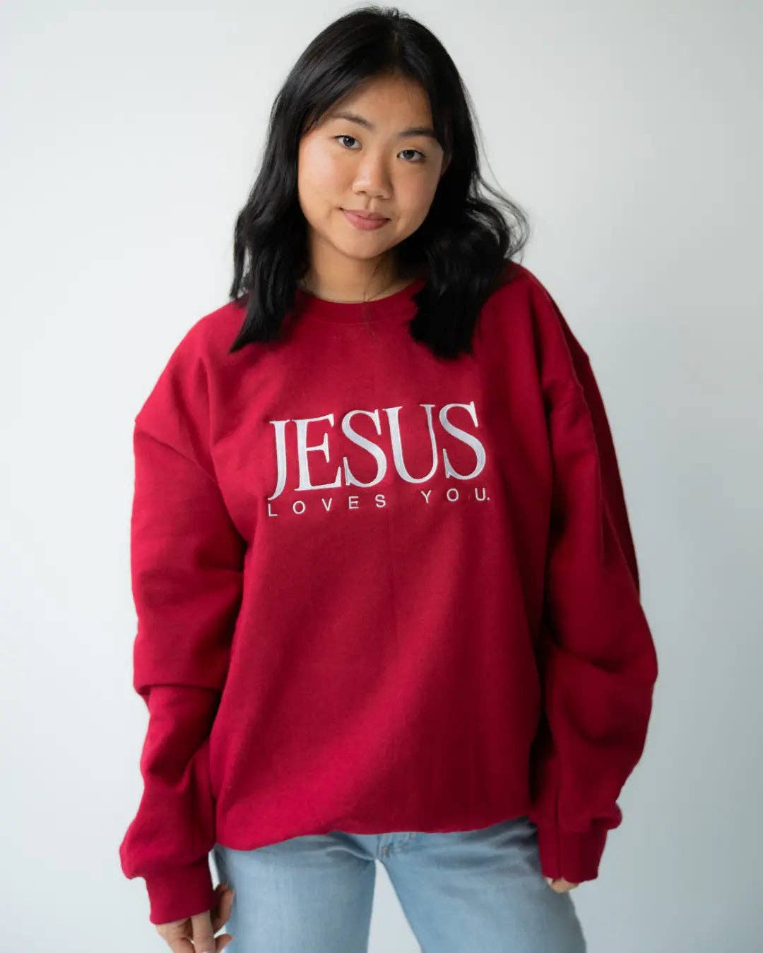 Vintage Embroidered Crew || Cardinal Red