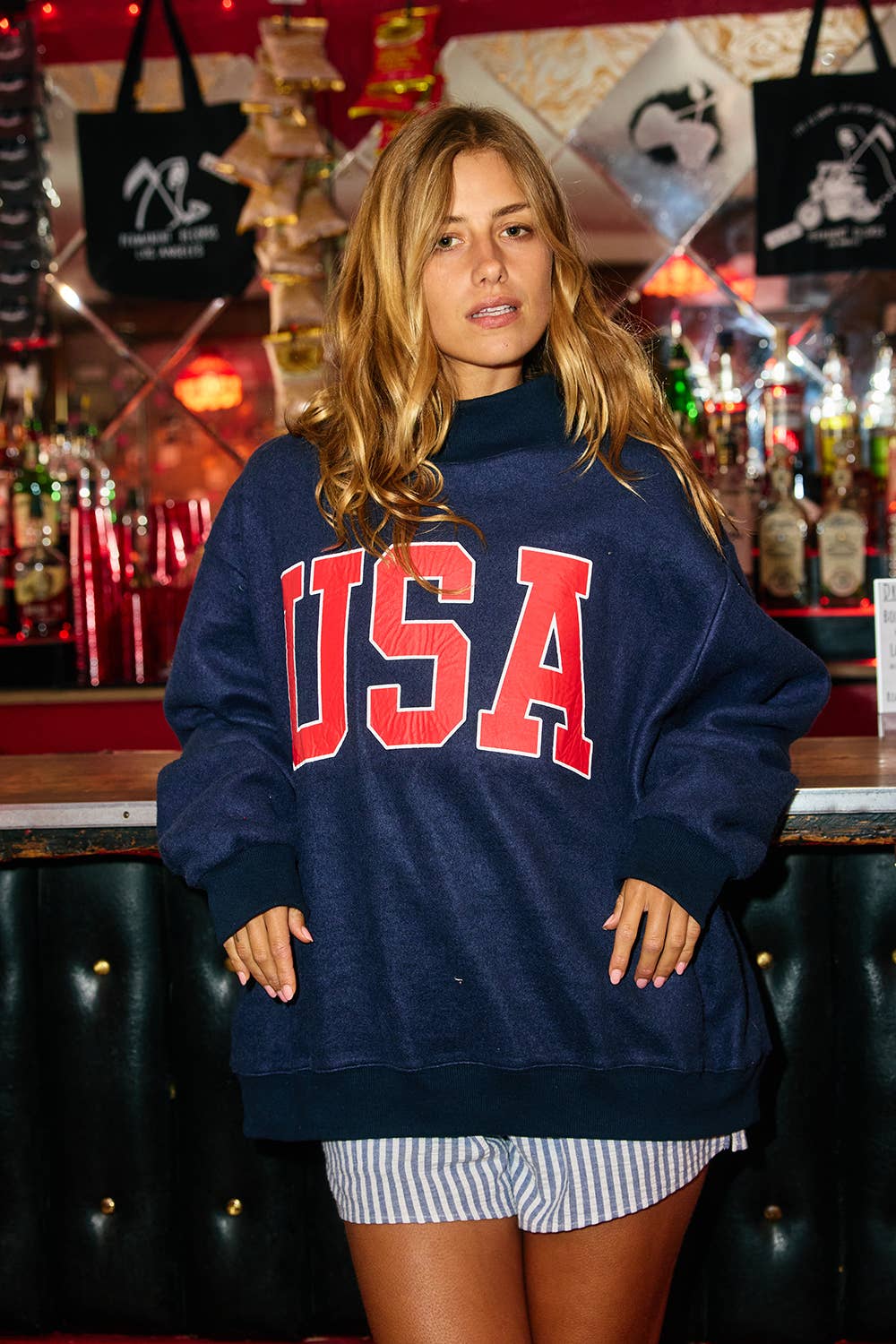 ‘USA & FLAG' Reversible Mock Neck Sweatshirt