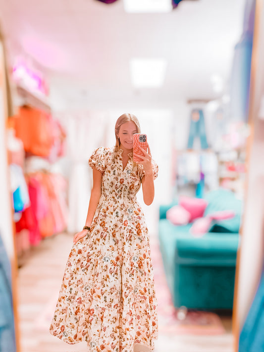 Fall In Love Fall Blossom Maxi Dress Ecru