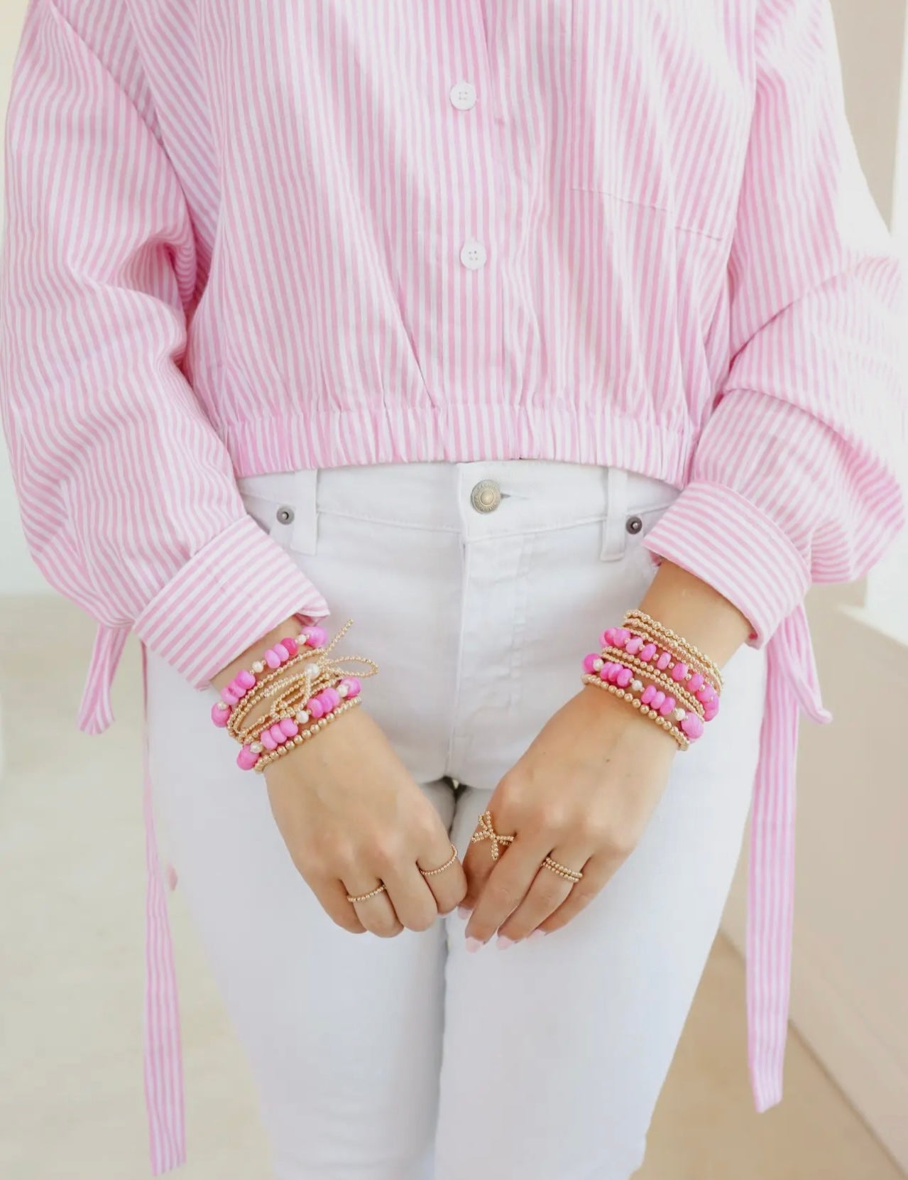 Pink Skies + Pearl Gemstone Bracelet