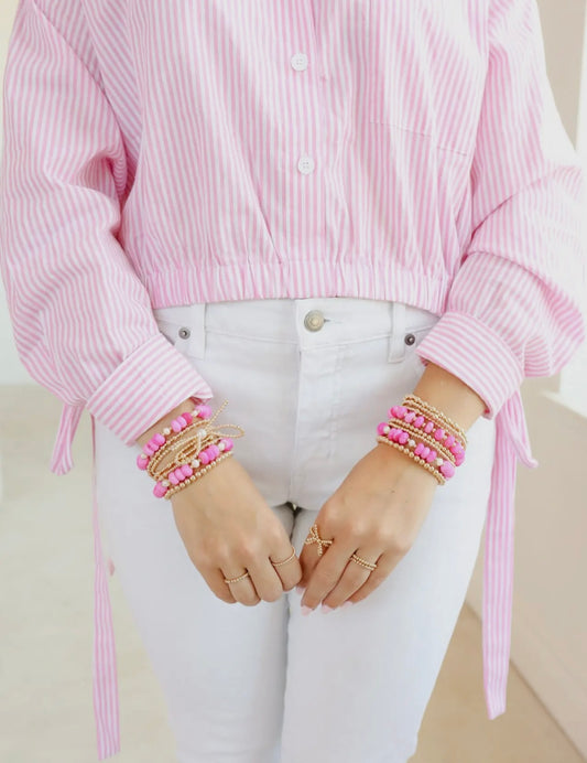 Pink Skies + Pearl Gemstone Bracelet