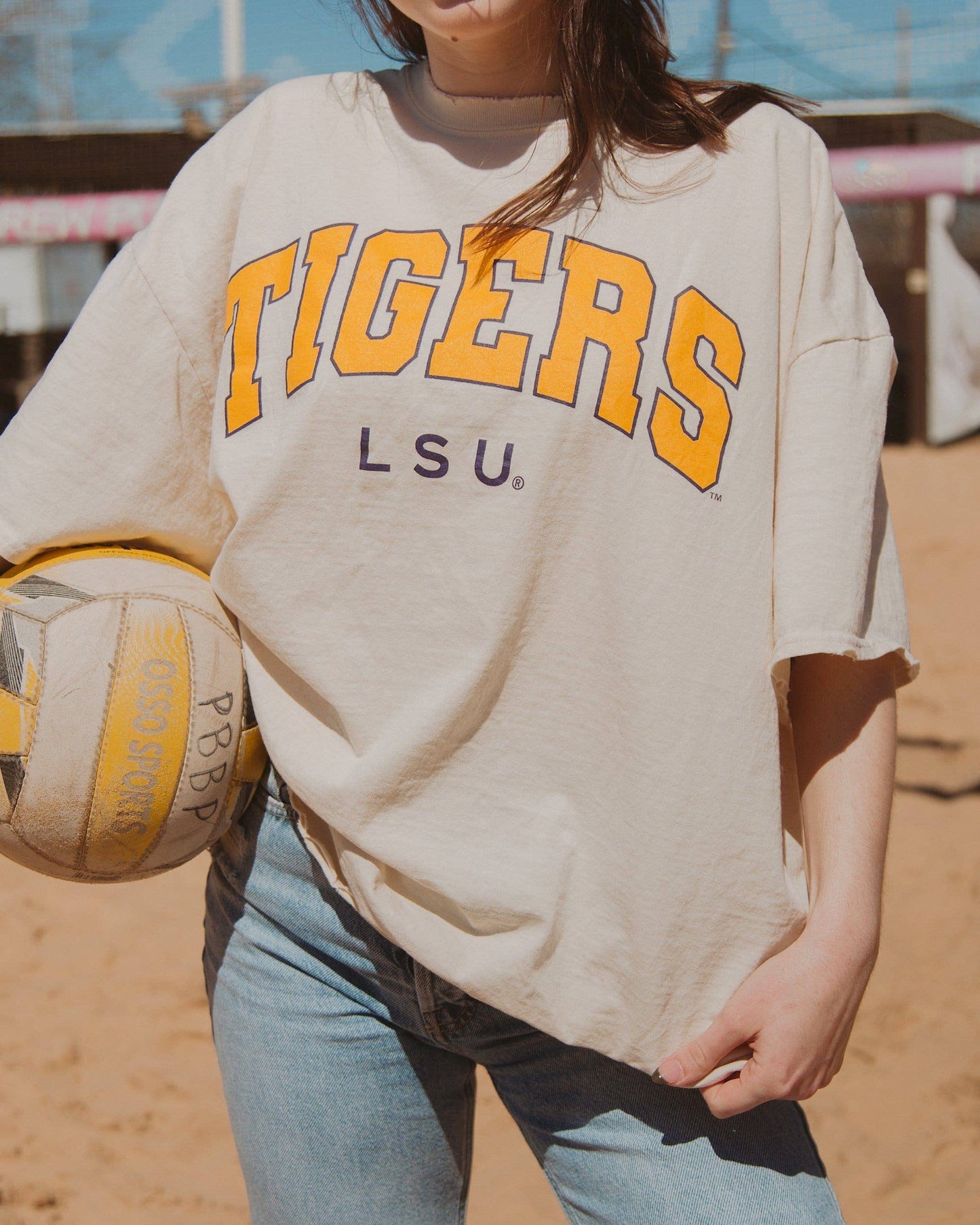 LSU Tigers Filled Gault Off White Thrifted Tee
