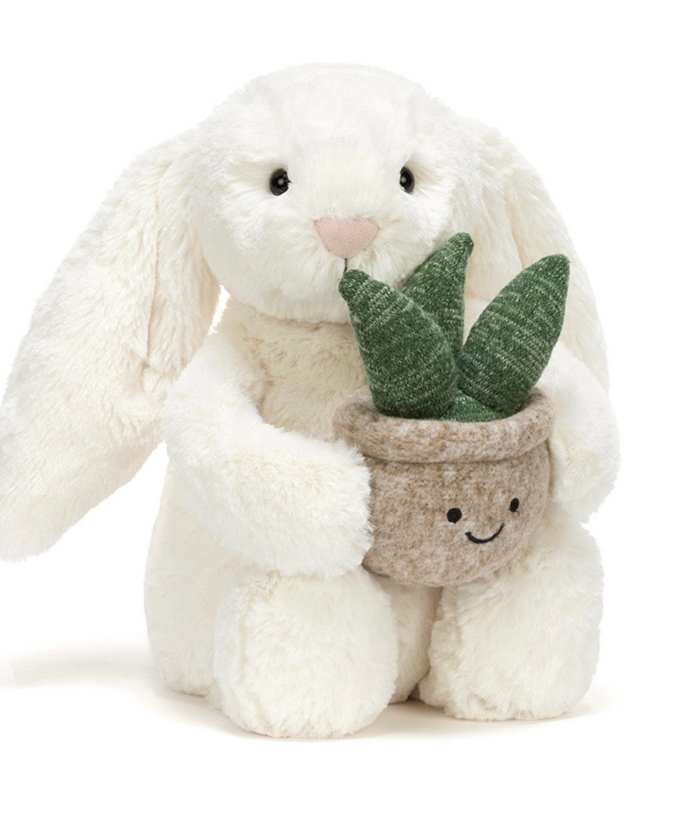 Cream Bunny With Plant